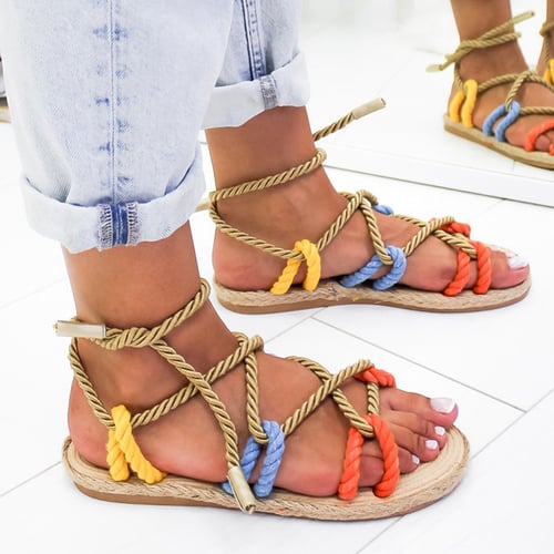 Rope gladiator sandals store