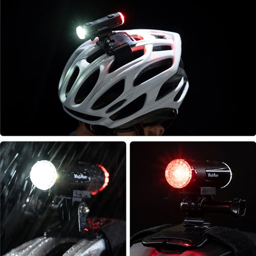 Bike Helmet Light 2 in 1 Cycling Helmet Headlight Taillight Front and Rear Bike Lighting Rechargeable 360 Warning with IP66 Waterproof USB Rotatable