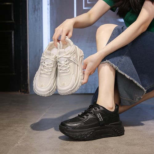 White Sport Running Shoes Women Breathable Platform Sneakers Women
