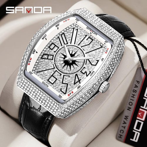 SANDA New Product Belt Inlaid Men s Quartz Fashion Trend Night