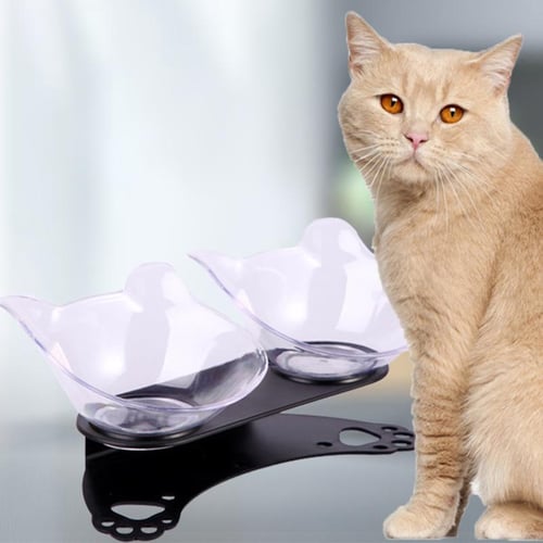 Non Slip Double Tilted Cat Food Bowls Pet Slanted Cat Bowls With