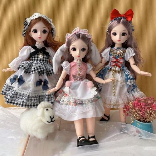 30CM Mini Movable 23Jointed Doll Girls Toy 3D Big Eyes BJD