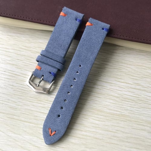 20mm 22mm Personality Mate Genuine Leather Double Stitches Watch