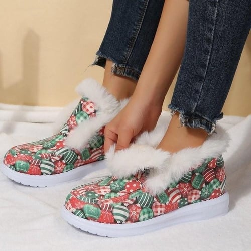 Women s Winter Warm Snow Bootie Moccasin Boots Fuzzy Plush Faux