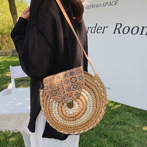 Woven circle deals crossbody bag