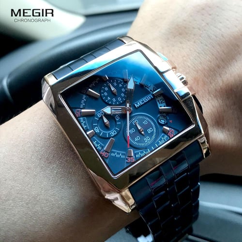 MEGIR Original Luxury Men Watch Stainless Steel Mens Quartz Wrist