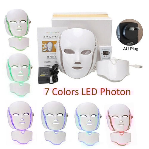 7 Colors LEDs Light Photon Face Neck Mask Rejuvenation Skin Therapy