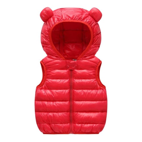 Children s Winter Solid Color Cotton Vests With A Hood buy