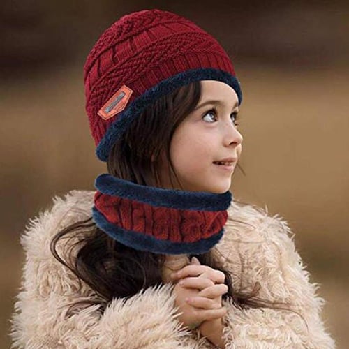 Joy choose 2 Pieces Kids Winter Warm Knitted Hat And Scarf Knit