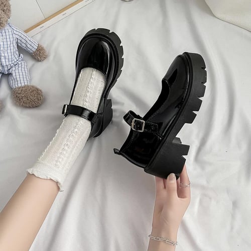 Women Mary Jane Shoes Thick Heel Platform Shoes College Style