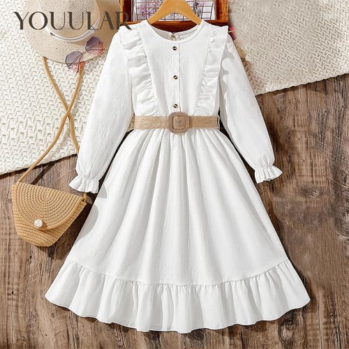 Elegant Girl Dress Princess Long Sleeve Bohemian Dress Teen