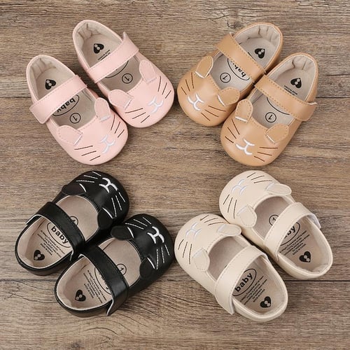 Baby Shoes Girl Cartoon Kitten Shoes Leather Rubber Sole Anti slip Toddler First Walkers Infant Crib Shoes buy Baby Shoes Girl Cartoon Kitten Shoes