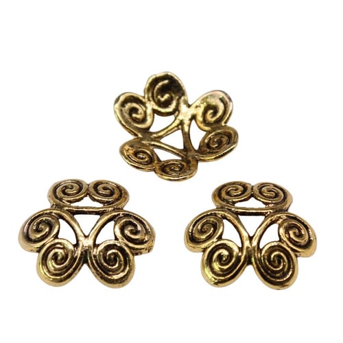 50pcs Bead Caps Jewelry Components Accessories Antique Gold Color Zinc Alloy 11X11X3mm buy 50pcs Bead Caps Jewelry Components Accessories Antique
