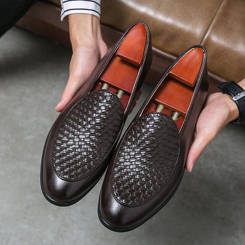 New Men s Dress Leather Shoes Fashion Casual Loafers Plus Size 38