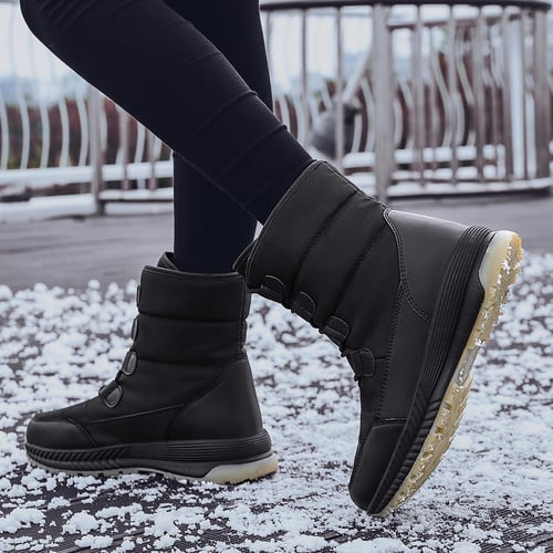 MCTIN Women Black Ankle Boots Light Winter Shoes Female Snow Boots Platform Keep Warm Ankle Boots with Thick Fur Non slip buy MCTIN Women Black