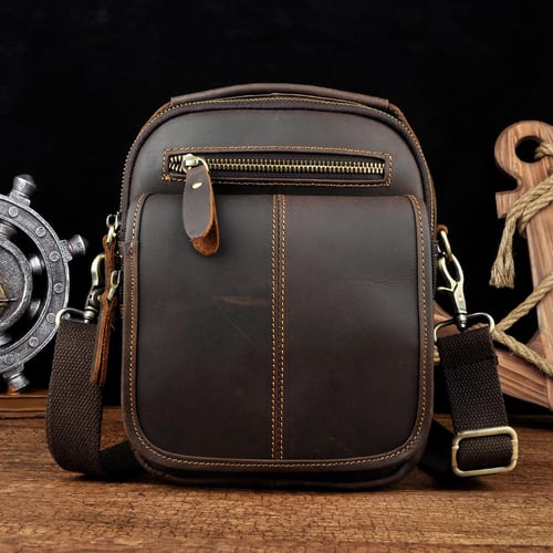 Leather multi online compartment handbag