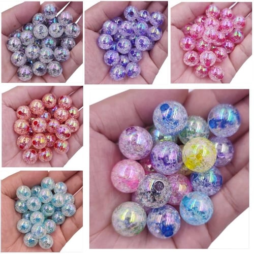 10Pcs 16 18 20mm Round Shape Loose Beads Crack Big Beads For