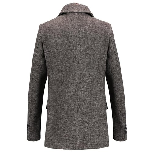 Mens thicken warm hotsell wool plain outerwear