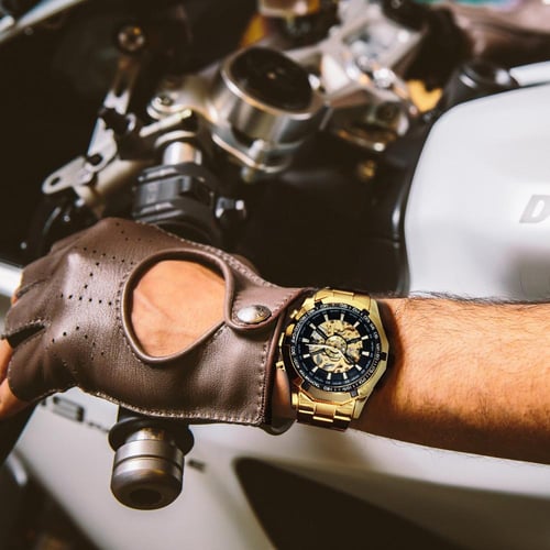 Winner Skeleton Automatic Mechanical Watch Gold Men Watches
