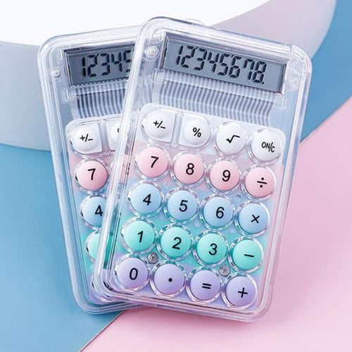 Mini Candy Color 8 Digit Calculator Large LCD Display Big Round