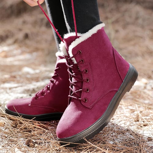 Womens fur lined sales winter ankle boots