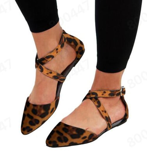 Leopard flats discount ankle strap