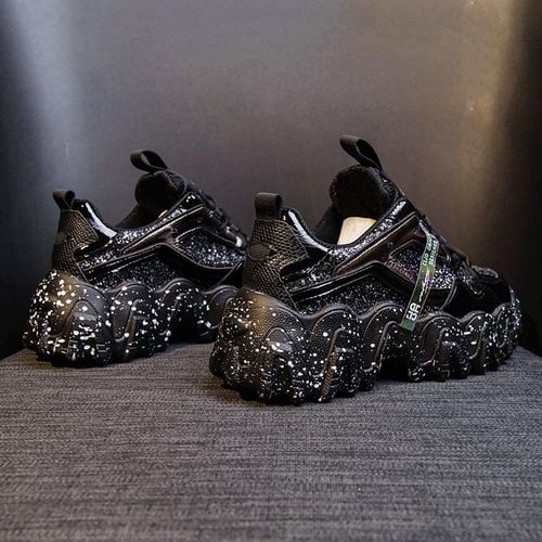 TUINANLE Reflective Chunky Sneakers Women Fashion Glitter Bling