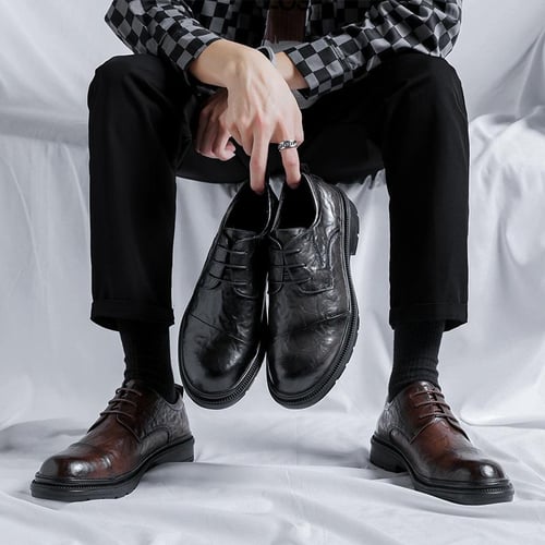 Casual business men's soft leather shoes top