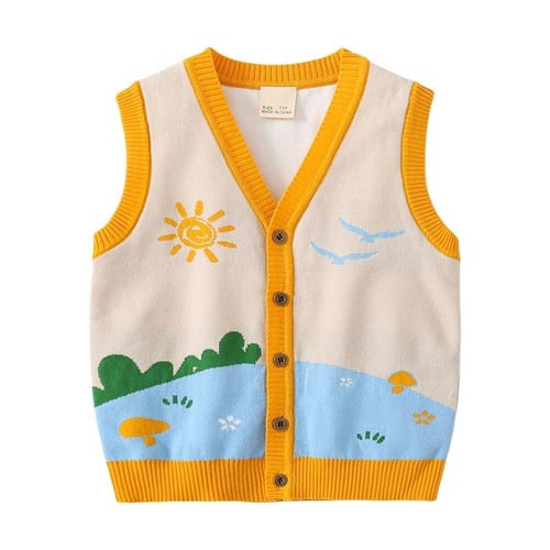 Baby Girls Boys Sleeveless Knitting Cardigan V neck Vest Kids