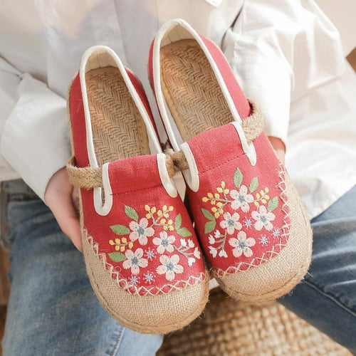 Floral flats womens best sale shoes
