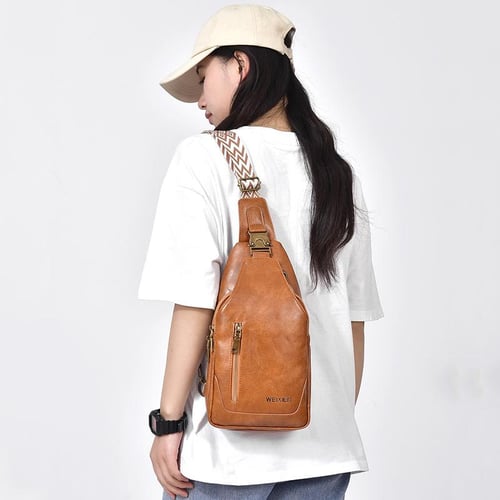 WEIXIER Summer Chest Bag Men s Leather Waterproof Crossbody Chest
