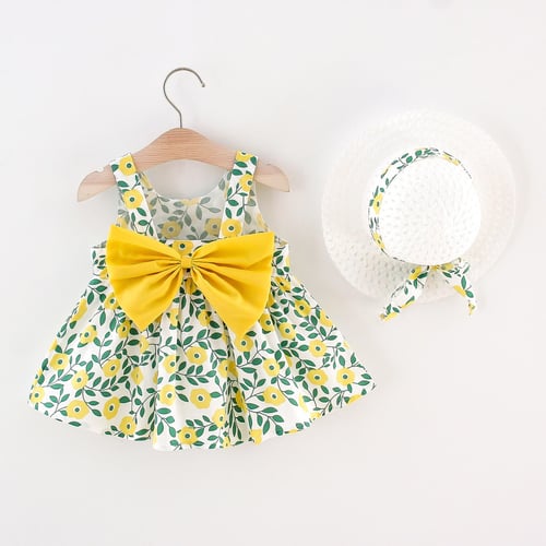 Toddler Baby Kids Girls Suspenders Floral Princess Dress Hat