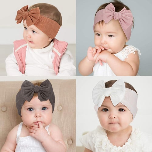 Baby Bows Headband Newborn Hairbands Stretchy Nylon Child Hair