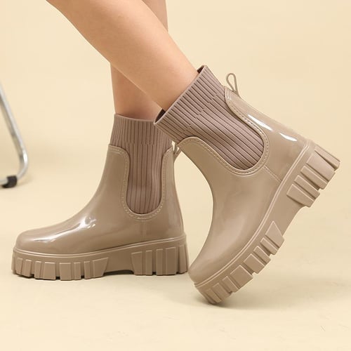 Mid calf rain store boots for women