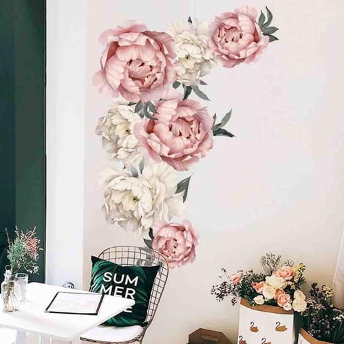 Peony Rose Flowers Wall Sticker Art Nursery Decals Home Decor Gift