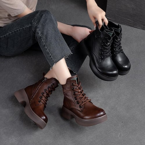 Solid round toe heeled boots outlet