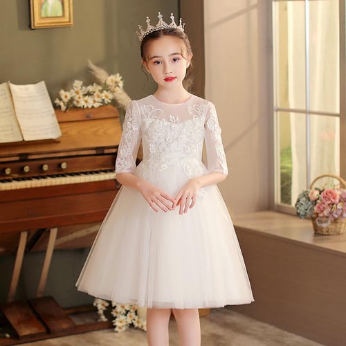 Girl Net Sleeve Five quarter Sleeve Dress Short Skirt Princess