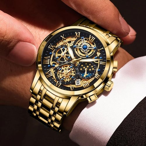 Mens gold designer watches discount