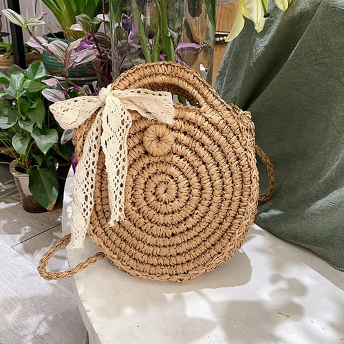 Woven circle crossbody bag on sale