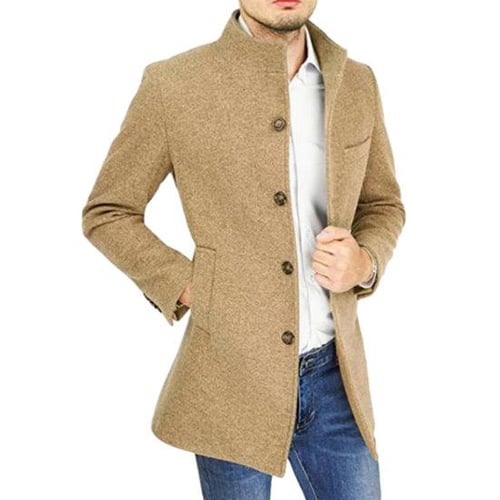 Mens trench coat stand collar deals