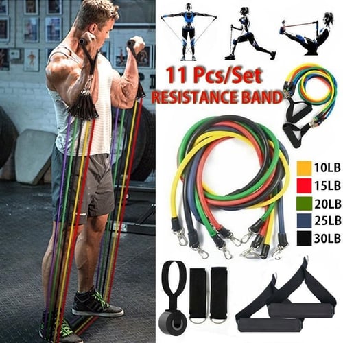 11pcs set resistance bands workout exercise yoga crossfit fitness training tubes deals