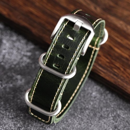 MERJUST Handmade Vintage 20mm 22mm Brown Green G10 Genuine Leather
