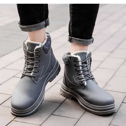 Winter Snow Boots Men s Warm Plush Martines Boots High Top Shoes