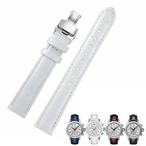 16MM PRC200 Series T055217A T055217 Series Genuine Leather Watch Bands Strap Bracelet Silver Butterfly Buckle for T055 buy 16MM PRC200 Series