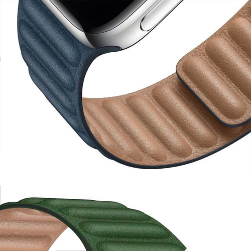 Leather Link For Apple watch Ultra 8 7 band 40mm 44mm 42mm 38mm 42