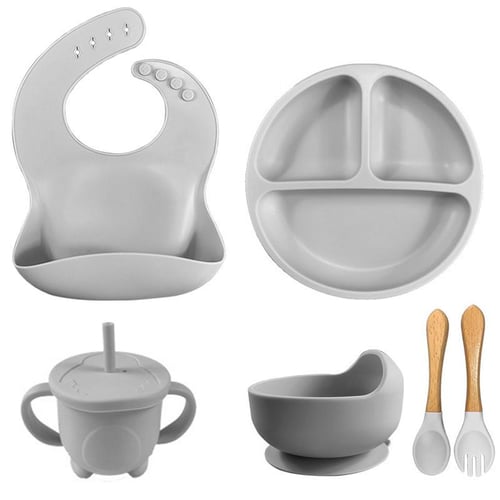 6PCS Baby Plates Children s Feeding Soft Silicone Bowl Plate Cup