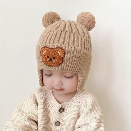 New Cute Bear Baby Hat Winter Autumn Warm Knitting Beanies Toddler