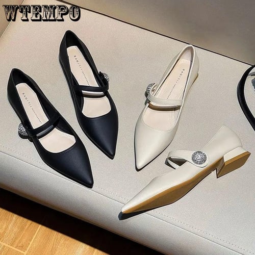 Pointed toe top thick heels