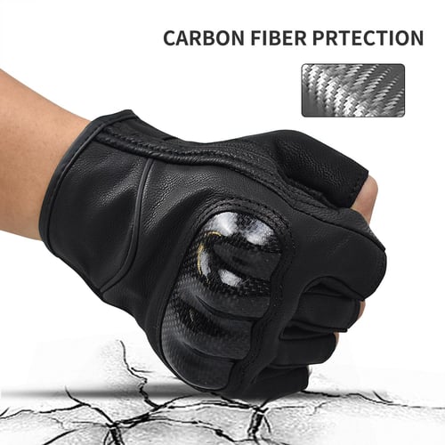 Goatskin Leather Motorcycle Gloves for Men Women Fingerless