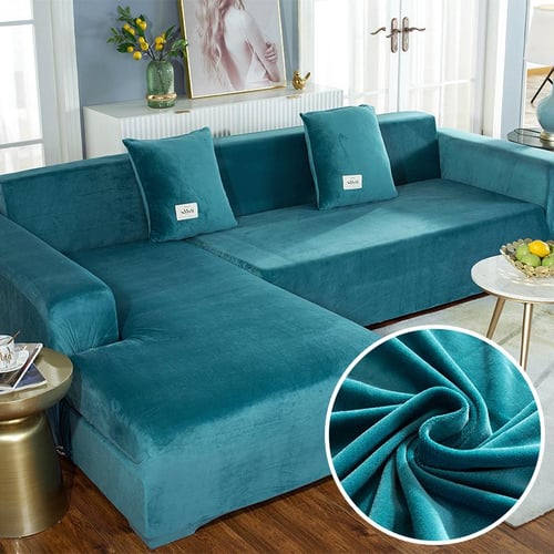 1 2 3 4 Seat Real Velvet Fabric Sofa Cover Elastic Couch Cover